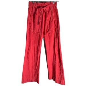 Free People Red High Rise Sky Rider Cropped Pants xs